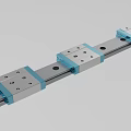 Industrial Equipment Linear Guide Rail Featuring Multiple Blue Sliders and Metal Mounting Holes