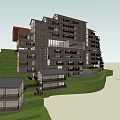 Ancient Traditional Architecture Multi storey Building on Green Hillside with Grassland