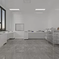 Modern Laboratory Interior With White Walls Lab Benches Equipment And Large Windows