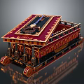 Ancient Weapon With Red Gold Decoration And Intricate Wheeled Structure Design