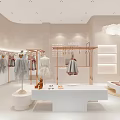 Cozy Modern Children's Clothing Store with Mannequins Racks Shoes Display Table and Cloud Lamp
