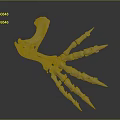Skeletal Hand Bone Structure 3D Rendered Model with Sharp Claws and Detailed Phalanges on Dark Background