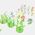 Colorful Garden Plants With Various Flowers In Pink Yellow Blue Purple And Green Leaves