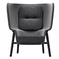 Modern Single Sofa With Comfortable Fabric Upholstery Ergonomic Backrest And Wooden Legs