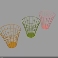 Colorful Conical Wire Baskets for Public Facilities in Yellow Green and Pink Design
