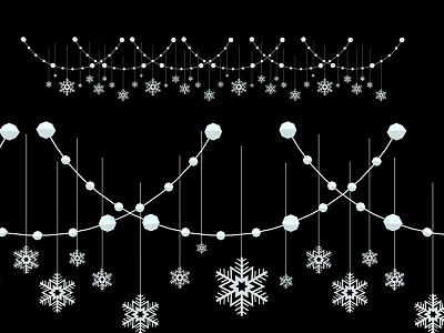 Decorative String Lights With Snowflake Ornaments Hanging Design For Winter Decoration 3d model
