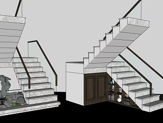 stone glass stair marble step stair glass 3d model