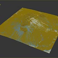 Blue 3D Landscape Model Featuring Snow Covered Mountains And Glaciers With Textured Terrain
