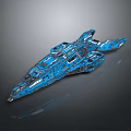 Futuristic Blue Aircraft With Intricate Patterns And Sleek Sci Fi Design