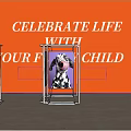 Event Display Wall In Orange Featuring Celebrate Life Your Child Lettering Clear Cases Pet