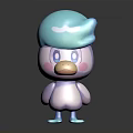 Cute 3D Cartoon Character Creature With Blue Cloud Hat White Body And Pink Cheeks