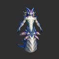 Mythical Humanoid Dragon Creature 3D Model With Blue Purple Horns Scales And Ornamental Features