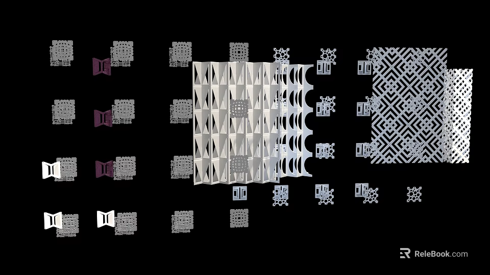 Modern Grille Lights Featuring Various Decorative Patterns For Interior Lighting Design 3d model 