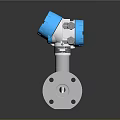 Industrial Flow Meter With Blue Digital Display And Silver Metal Flange Body