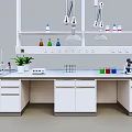 Modern Laboratory Setup With Lab Bench Microscope Sink And Colorful Reagent Bottles 3d model