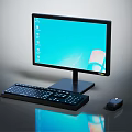 Clean Modern Computer Desktop Setup With Monitor Keyboard And Mouse 3d model
