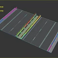 Urban Road Structure With Multiple Lanes Green Median Strip And White Lane Markings