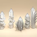 Colorful 3D Paper Art Decorations Shaped Like Colored Pencils With Unique Designs