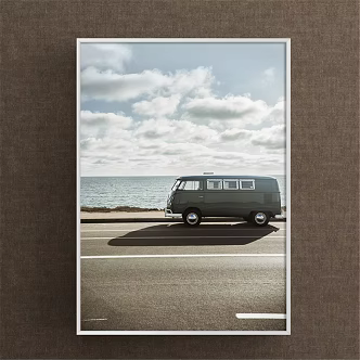 Modern Landscape Painting Blue Commercial Space Car Decoration Painting 3d model