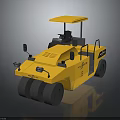 Yellow Construction Road Roller With Operator Cab And Heavy Duty Rollers 3d model