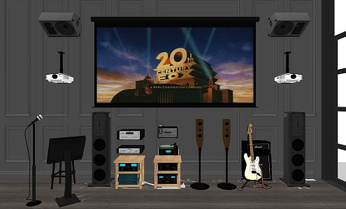 Modern Projector Curtain Audio Guitar Equipment 3d model