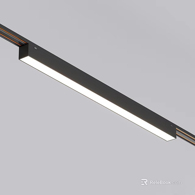 Modern Sleek Downlights and Spotlights With Black Frame White Light Strip For Home Interior Lighting 3d model 