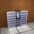 Smart Bookcase With Digital Screen Multiple Shelves Wooden Background And Tile Floor