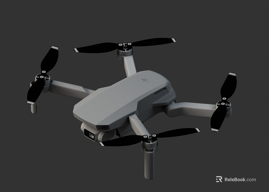 Sleek Gray Four Rotor Drone with Built in Camera and Compact Design 3d model 