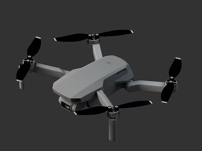 Sleek Gray Four Rotor Drone with Built in Camera and Compact Design 3d model