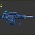 Futuristic Metallic Weapon With Green Light Scope Magazine And Detailed Barrel
