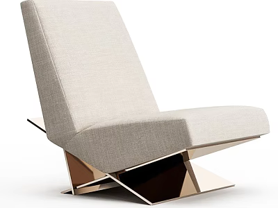 Modern Design Single Sofa With Light Beige Fabric Upholstery And Geometric Metal Base 3d model