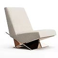 Modern Design Single Sofa With Light Beige Fabric Upholstery And Geometric Metal Base