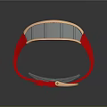 Modern Luxury Wristwatch Square Design Red Strap Metallic Bezel Intricate Dial Details