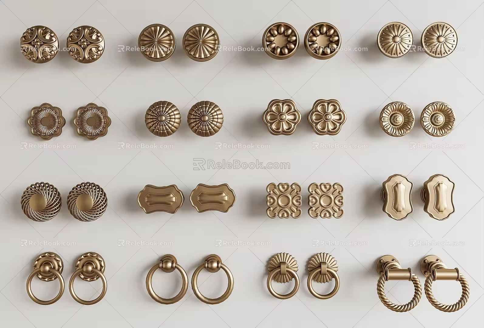 French Middle Ancient Handle Cabinet Door Handle Cabinet Door Handle Round Handle Carved Handle Ring Handle Drawer Handle 3d model