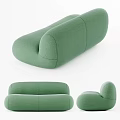Green Modern Sectional Sofa Featuring Curved Upholstered Design For Comfortable Living Room Seating