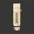 Vintage Box Truck With Beige Body And Red Striped Design On Dark Background