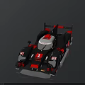 Black and red Le Mans prototype racing car with sleek aerodynamic design and number 1