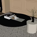 Retro Style Coffee Table Round Coffee Table Combination Coffee Table 3d model