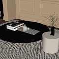 Retro Style Coffee Table Round Coffee Table Combination Coffee Table 3d model