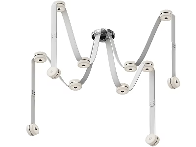 Modern Geometric Chandelier With Silver Metal Arms And Round Light Heads 3d model
