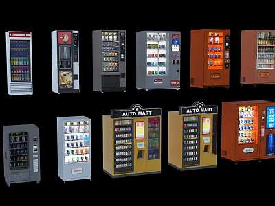 Beverage Vending Machines Showcasing Modern Designs Multiple Colors And AUTO MART Brand 3d model