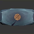 Fantasy Weapon Design Blue Cracked Hammerhead With Orange Top Brown Handle And Red Strap