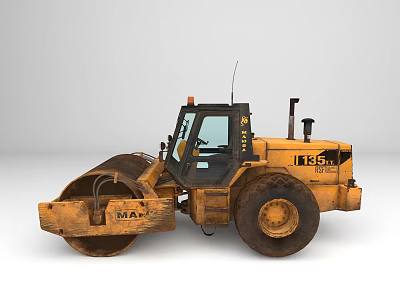 JCB Yellow Heavy Duty Road Roller With Cab And Large Drum For Construction 3d model