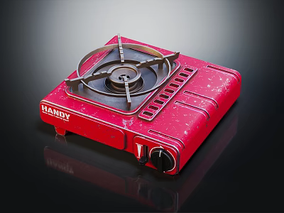 Red Portable Single Burner Kitchen Appliance Compact Gas Stove Efficient Design 3d model