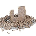 Ruin Brick Wall Collapse Brick Wall Collapse Building Ruin Ruin Wreckage Earthquake Building Destroyed Building 3d model