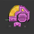 Purple Pixel Art Mechanical Character With Yellow Transparent Dome And Tracks