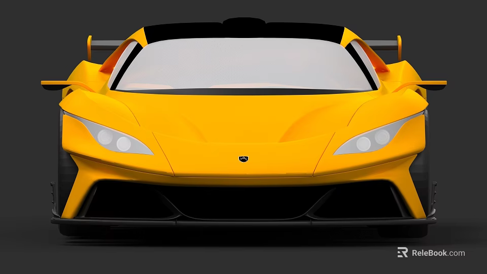 Yellow Sports Car With Modern Aerodynamic Front Design And Sleek Headlights 3d model 