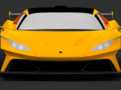Yellow Sports Car With Modern Aerodynamic Front Design And Sleek Headlights 3d model