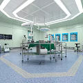 Modern Operating Room With Surgical Table Lights And Medical Equipment Setup 3d model