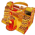 Mall Retail Store Cooking Oil Display Featuring Yellow Red Shelves And Festive Bottled Products